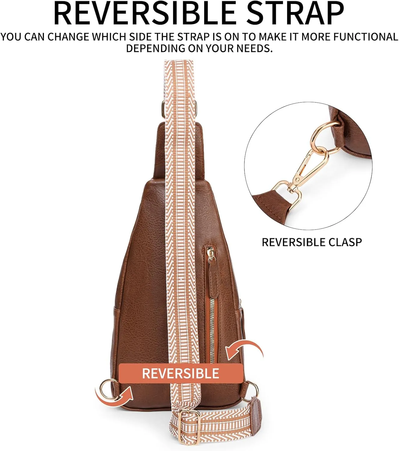 FALAN MULE Crossbody Bags for Women Leather Sling Chest Bag Trendy Fanny Packs for Women
