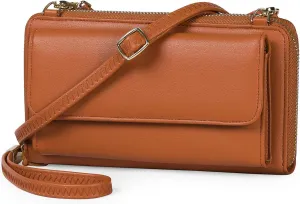 FALAN MULE RFID Womens Wallet Purse Wristlet PU Leather Crossbody Clutch with 2 Straps