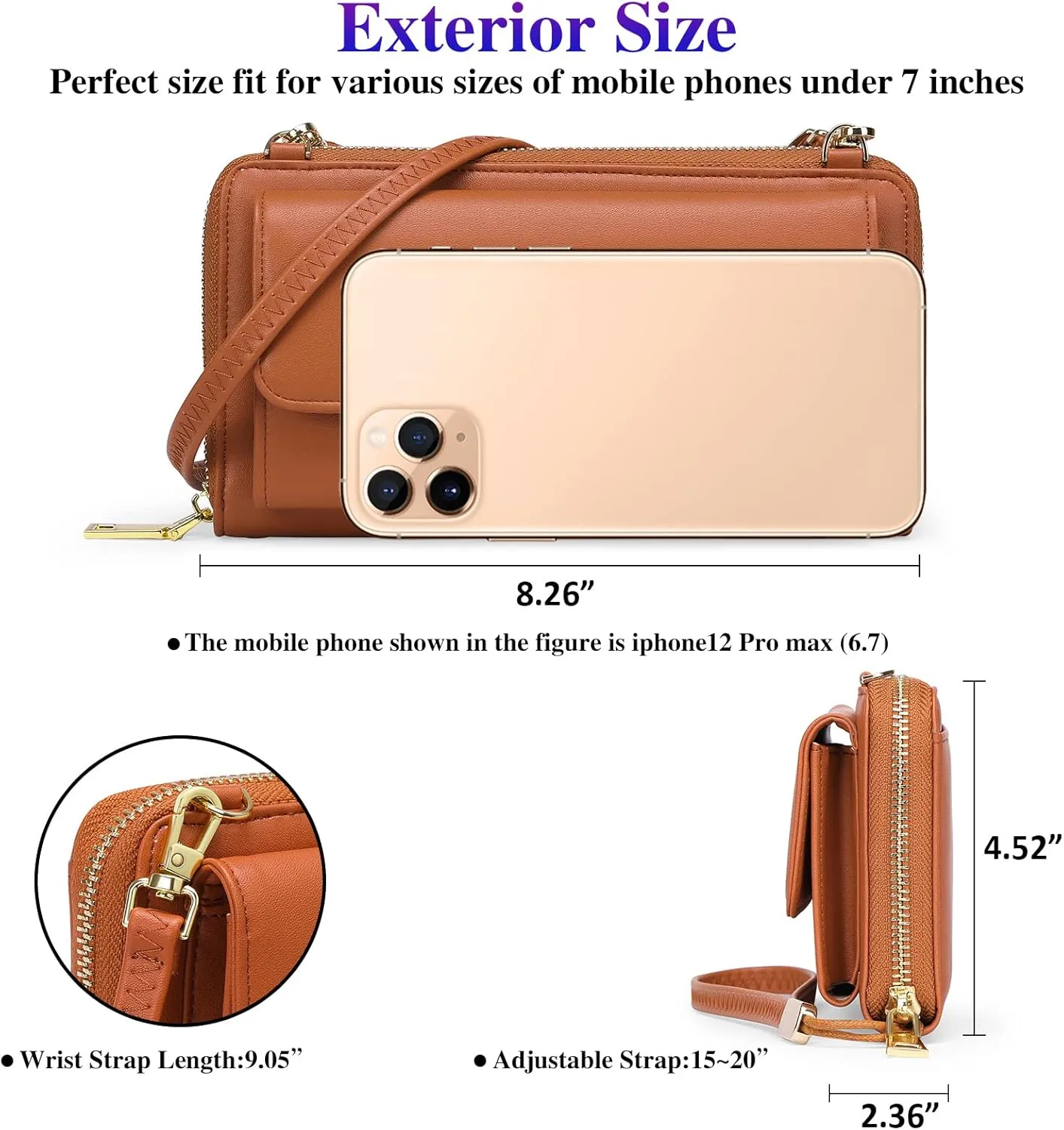FALAN MULE RFID Womens Wallet Purse Wristlet PU Leather Crossbody Clutch with 2 Straps