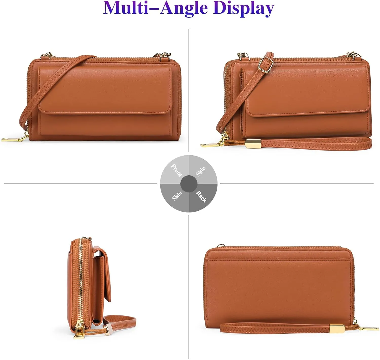 FALAN MULE RFID Womens Wallet Purse Wristlet PU Leather Crossbody Clutch with 2 Straps