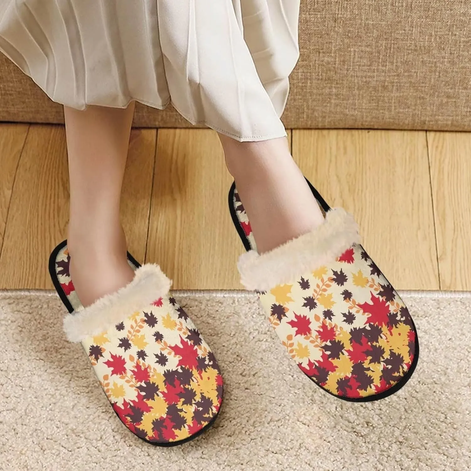 Fall Fuzzy Slippers for Man Anti-Skid Slippers for Women Indoor Fluffy Ultra Soft House Slippers for Autumn Winter