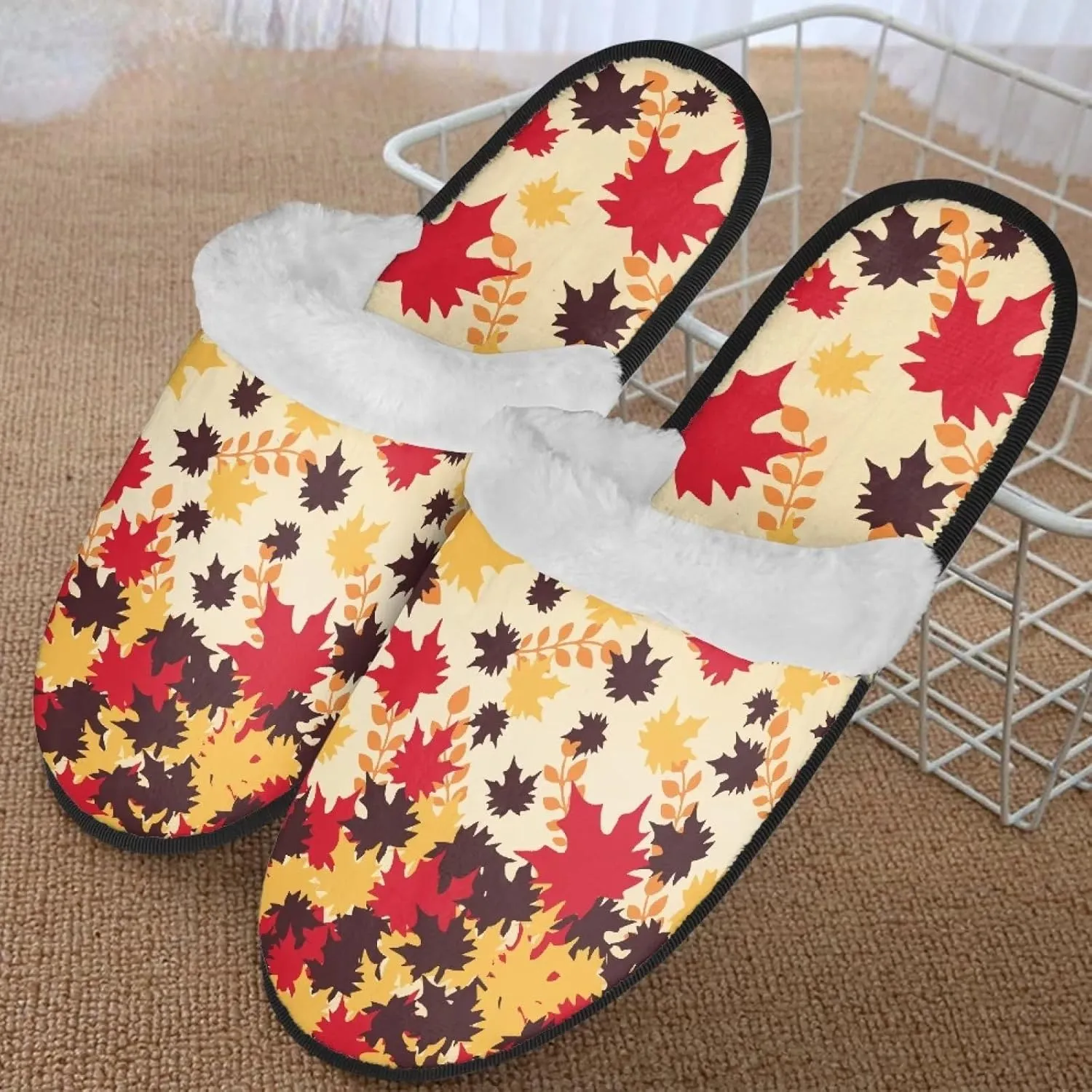 Fall Fuzzy Slippers for Man Anti-Skid Slippers for Women Indoor Fluffy Ultra Soft House Slippers for Autumn Winter