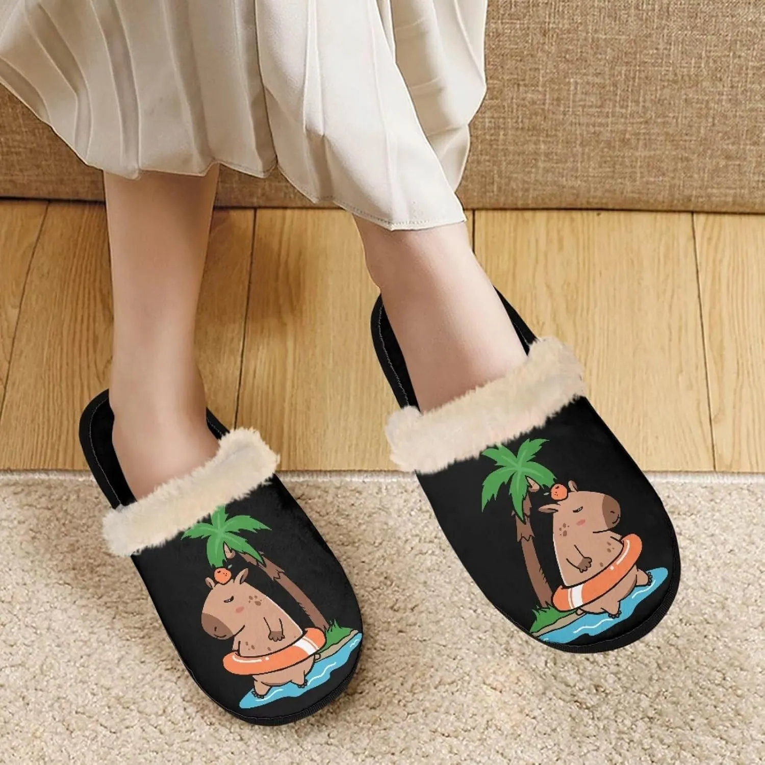 Fall Fuzzy Slippers for Man Anti-Skid Slippers for Women Indoor Fluffy Ultra Soft House Slippers for Autumn Winter