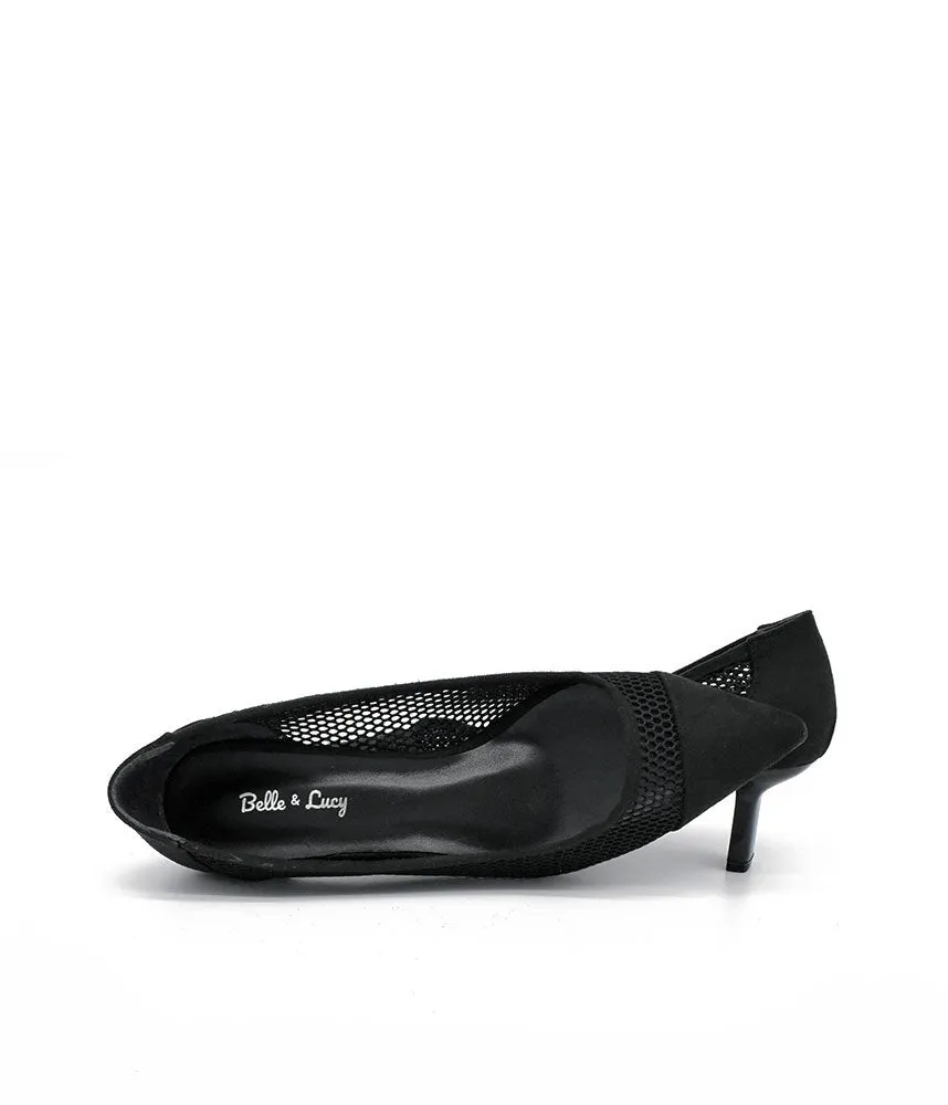 Fashionable Black Mesh Heels