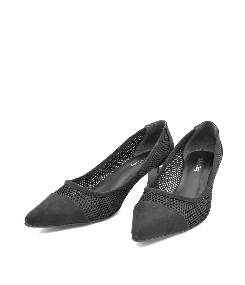 Fashionable Black Mesh Heels