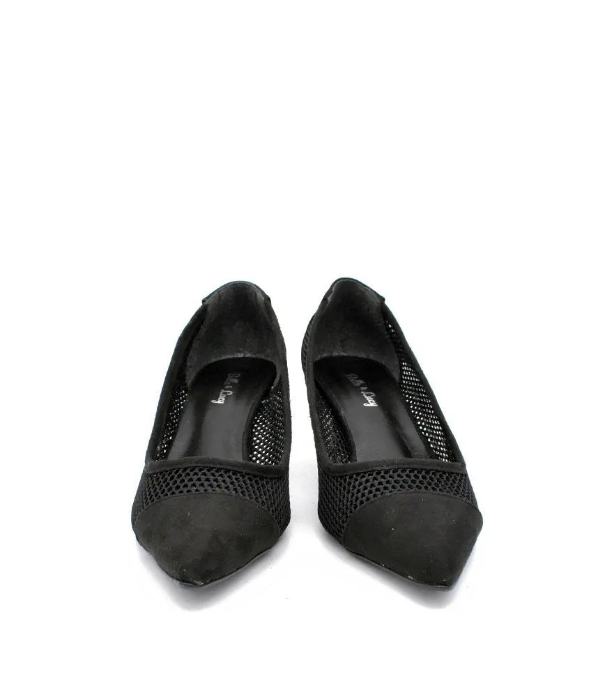 Fashionable Black Mesh Heels