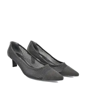Fashionable Black Mesh Heels