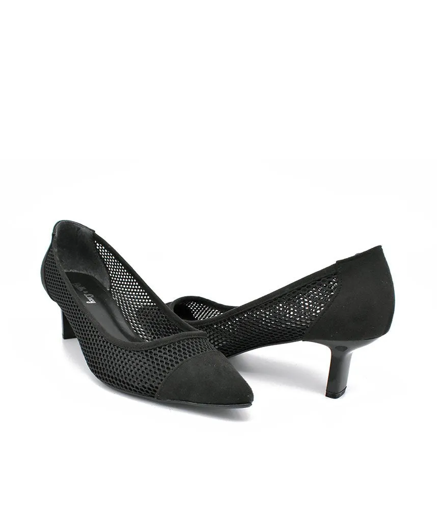 Fashionable Black Mesh Heels