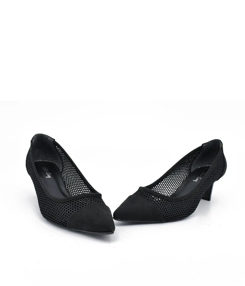 Fashionable Black Mesh Heels