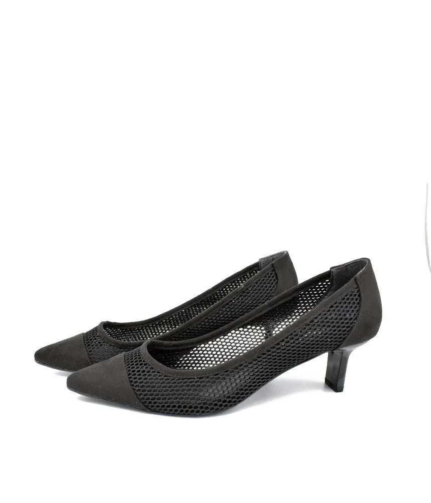 Fashionable Black Mesh Heels