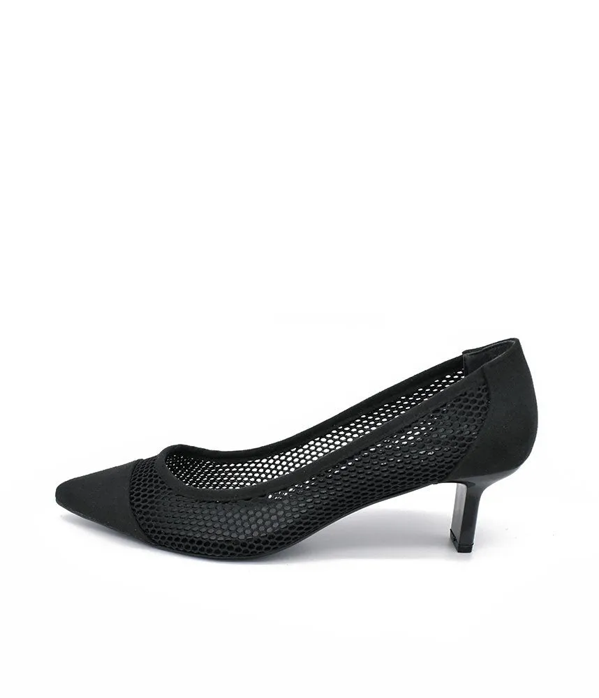 Fashionable Black Mesh Heels