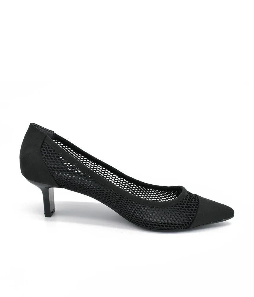 Fashionable Black Mesh Heels