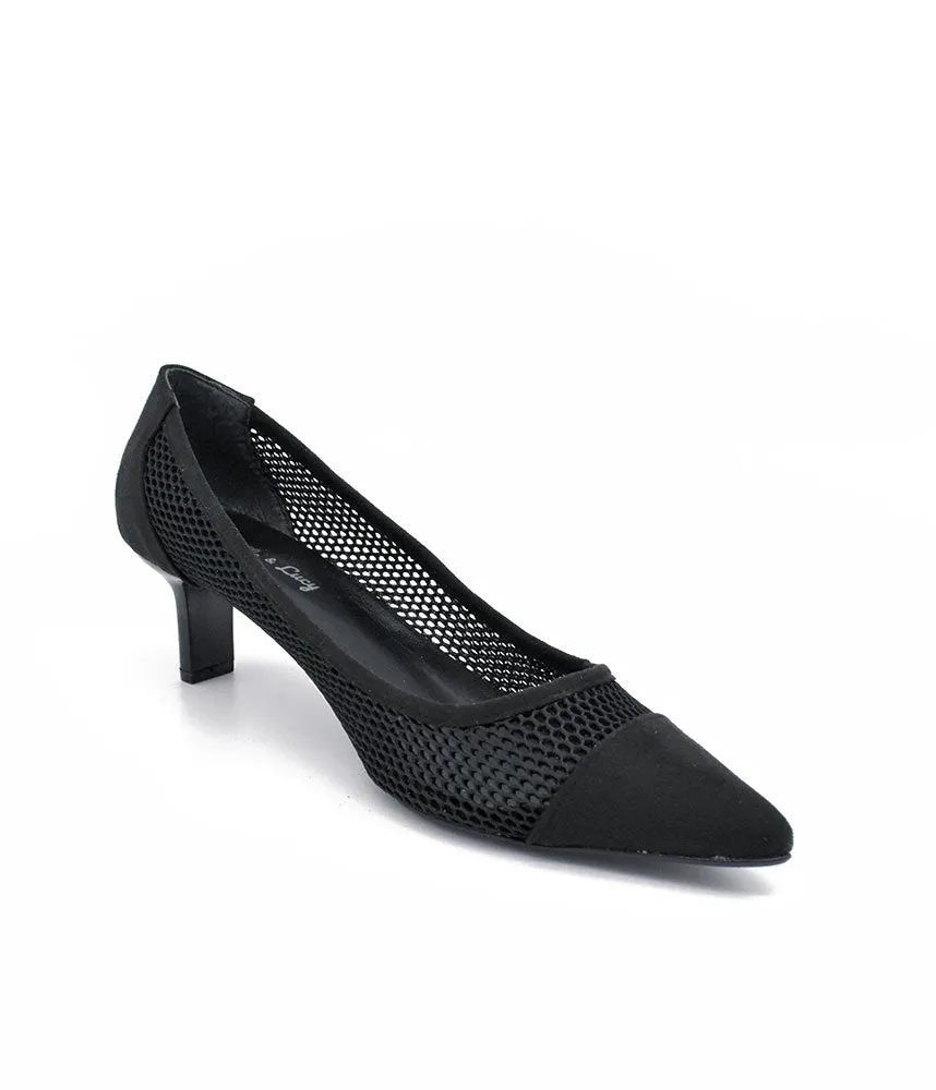 Fashionable Black Mesh Heels