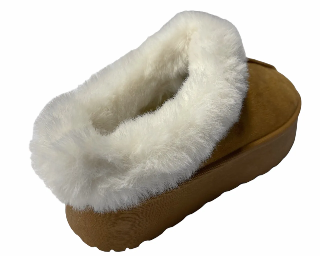 Faux Suede Platform Slip On fur Slippers