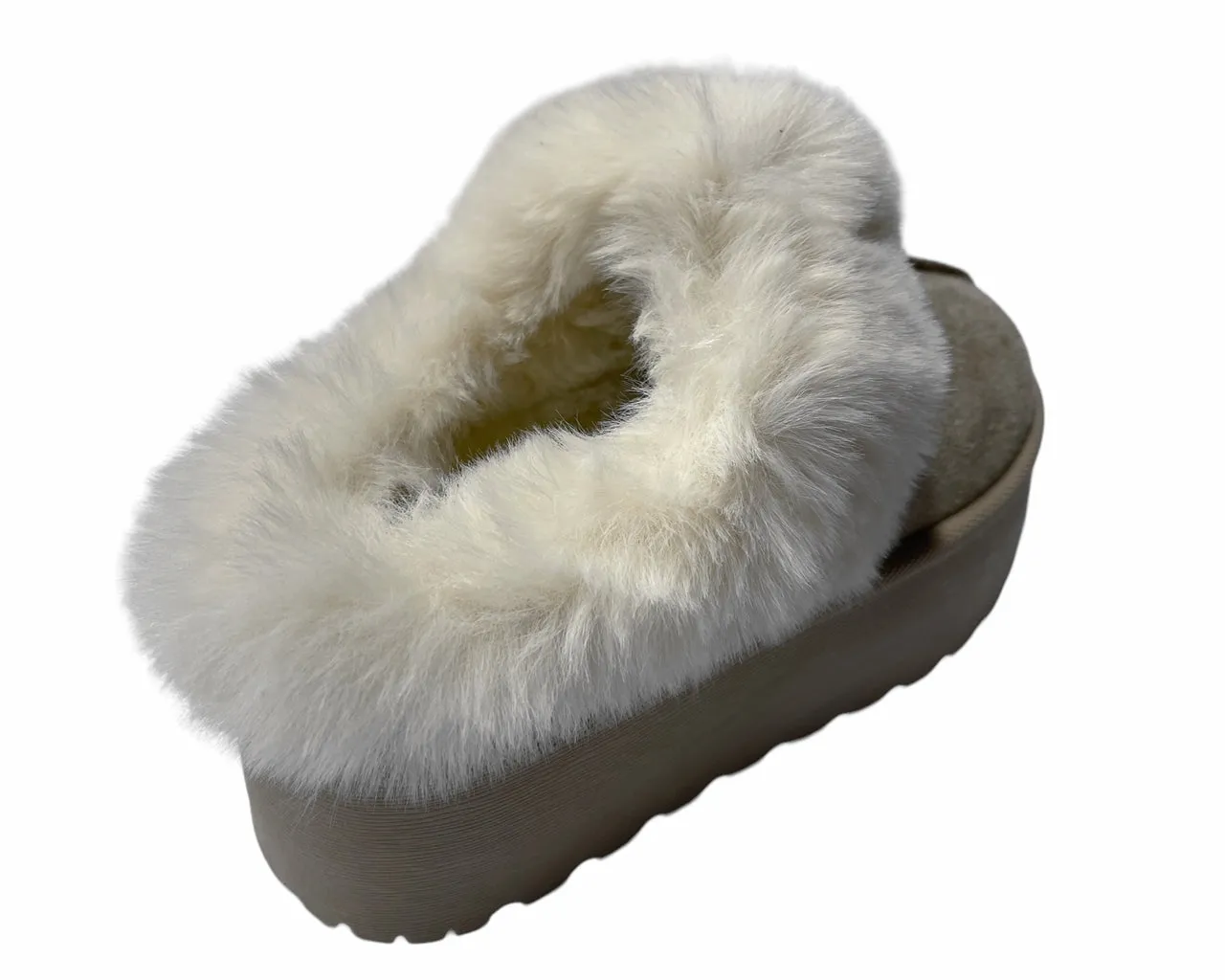 Faux Suede Platform Slip On fur Slippers
