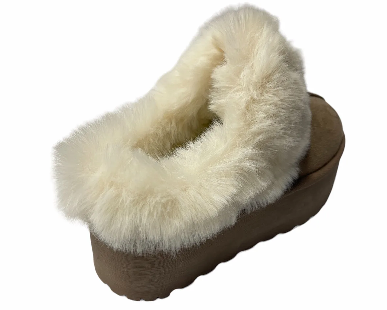 Faux Suede Platform Slip On fur Slippers