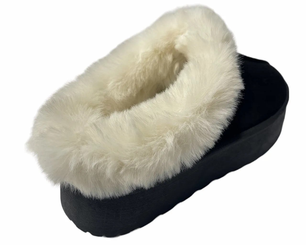 Faux Suede Platform Slip On fur Slippers