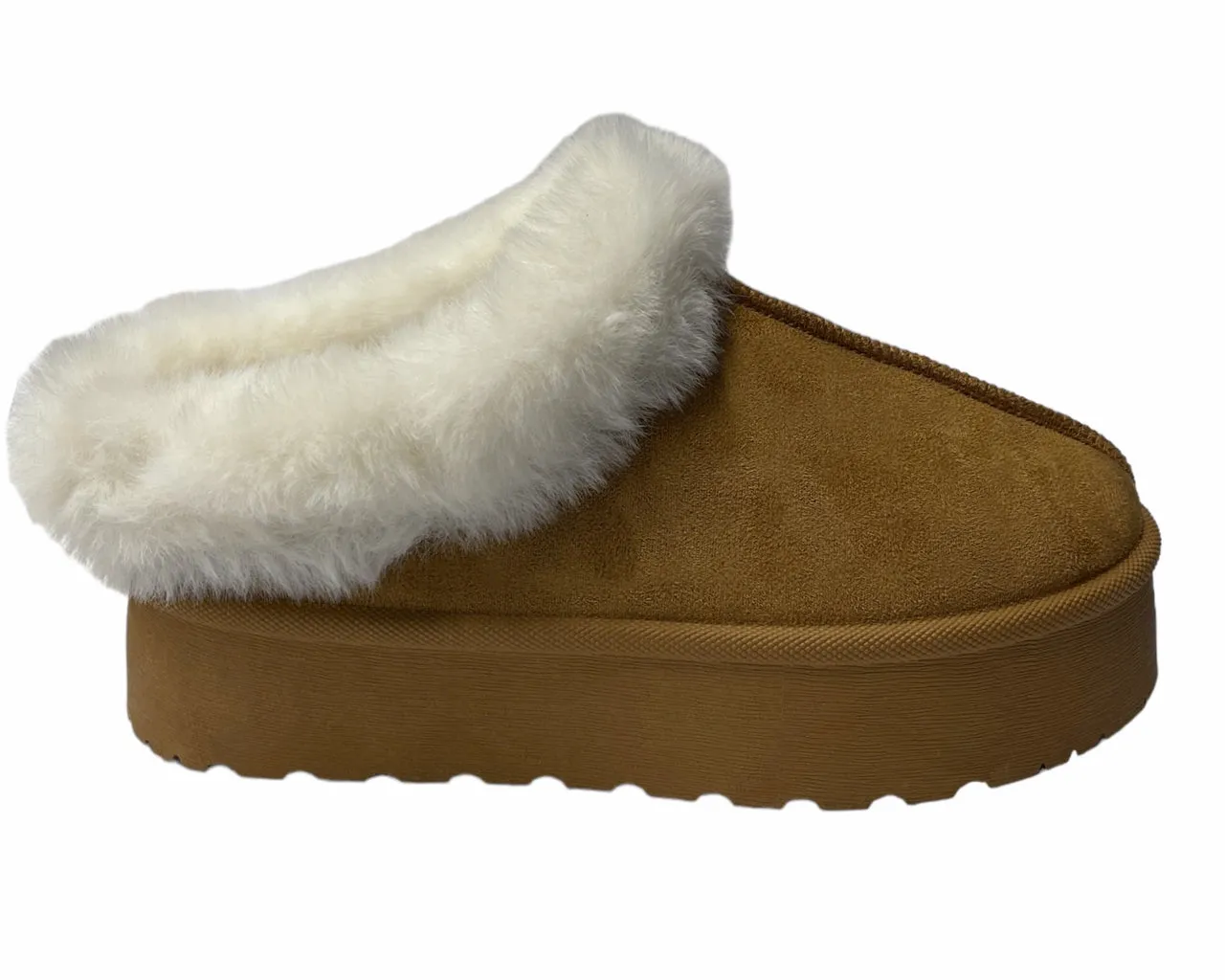 Faux Suede Platform Slip On fur Slippers