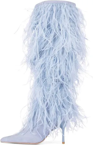 Feather High-Heeled Boots,Elegant All-match Boots,Pointed Toe Stiletto Boots,Suitable for All Seasons