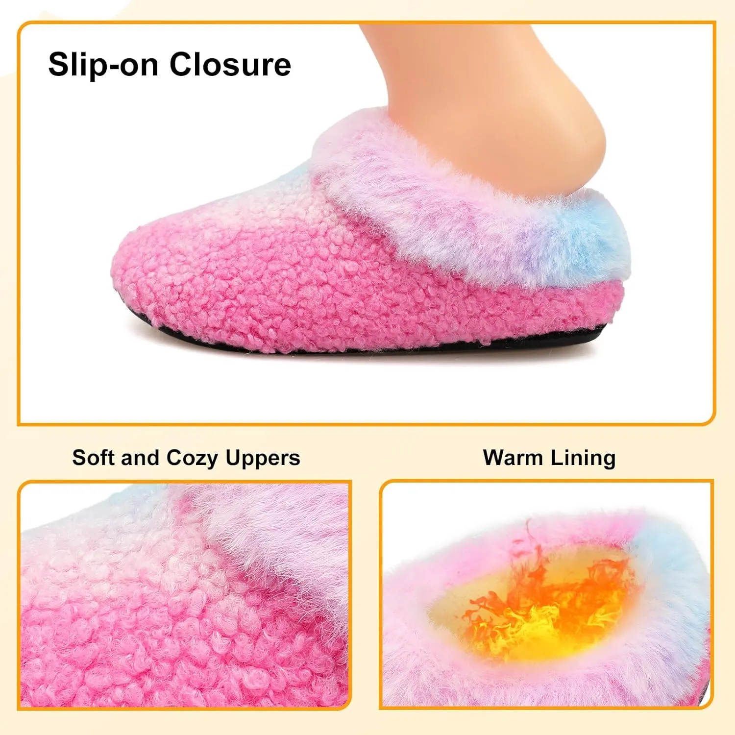 FEETCITY Toddler Slippers - Slip On Shoes for Girls & Boys, Lightweight & Warm Indoor Walking Shoes
