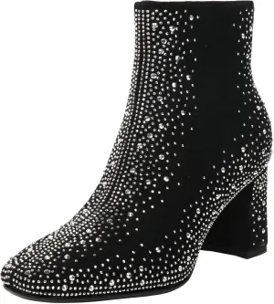 FIFSY Women Sparkly Ankle Boots Sequin Glitter Booties Chunky High Heels