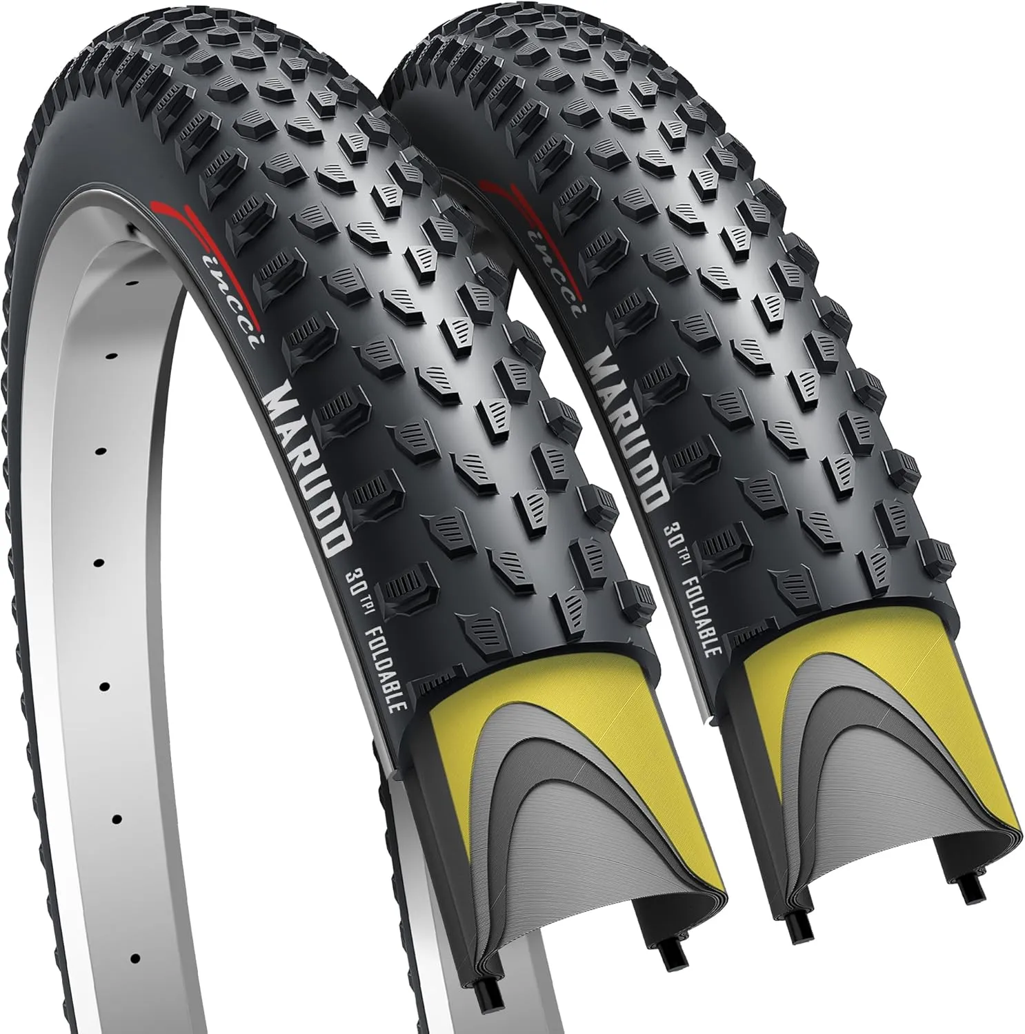 Fincci MTB 29 x 2.10 Mountain Bike Tires - Foldable Kevlar MTB Tires 29, 52-622 with 1mm Puncture Resistant - Marudo 29 inch Bike tire for Folding, Hybrid, Road Bikes - 29er Wheelset & Accessories
