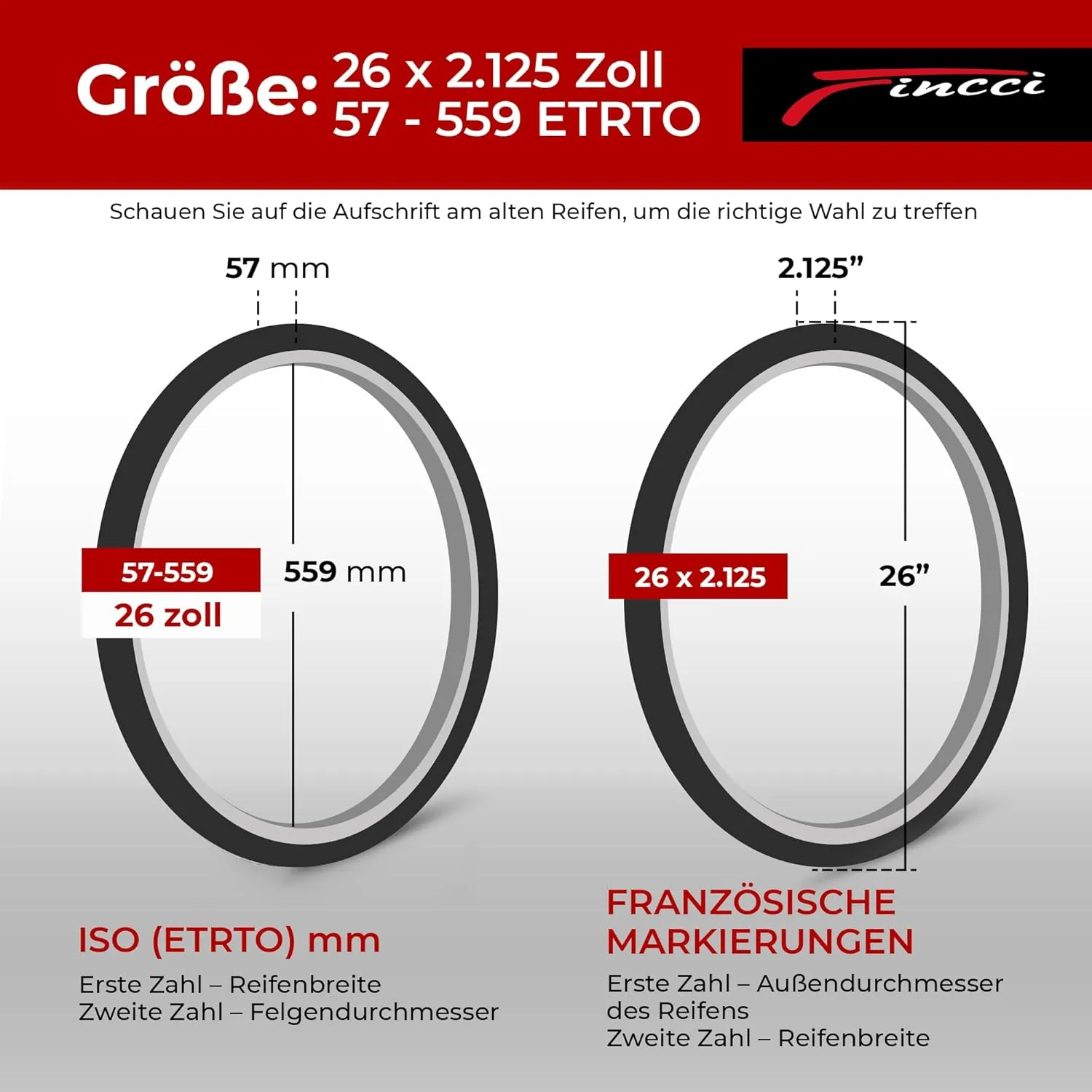 Fincci Set 26 x 2.125 Bike Tires 57-559 Foldable with Schrader or Presta Valve Inner Tubes for MTB Hybrid City Bike Bicycle Cycle