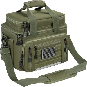 Fishing Tackle Bag, Water-resistant Fishing Gear Bag for Saltwater & Freshwater, Large Soft Tackle Box with Padded Shoulder Strap & Handle & Non-Slip Base Green (Tray Not Included)