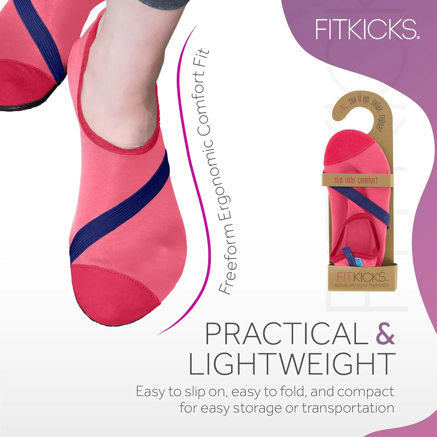 FITKICKS Original Women's Foldable Active Lifestyle Minimalist Footwear Barefoot Yoga Sporty Water Shoes