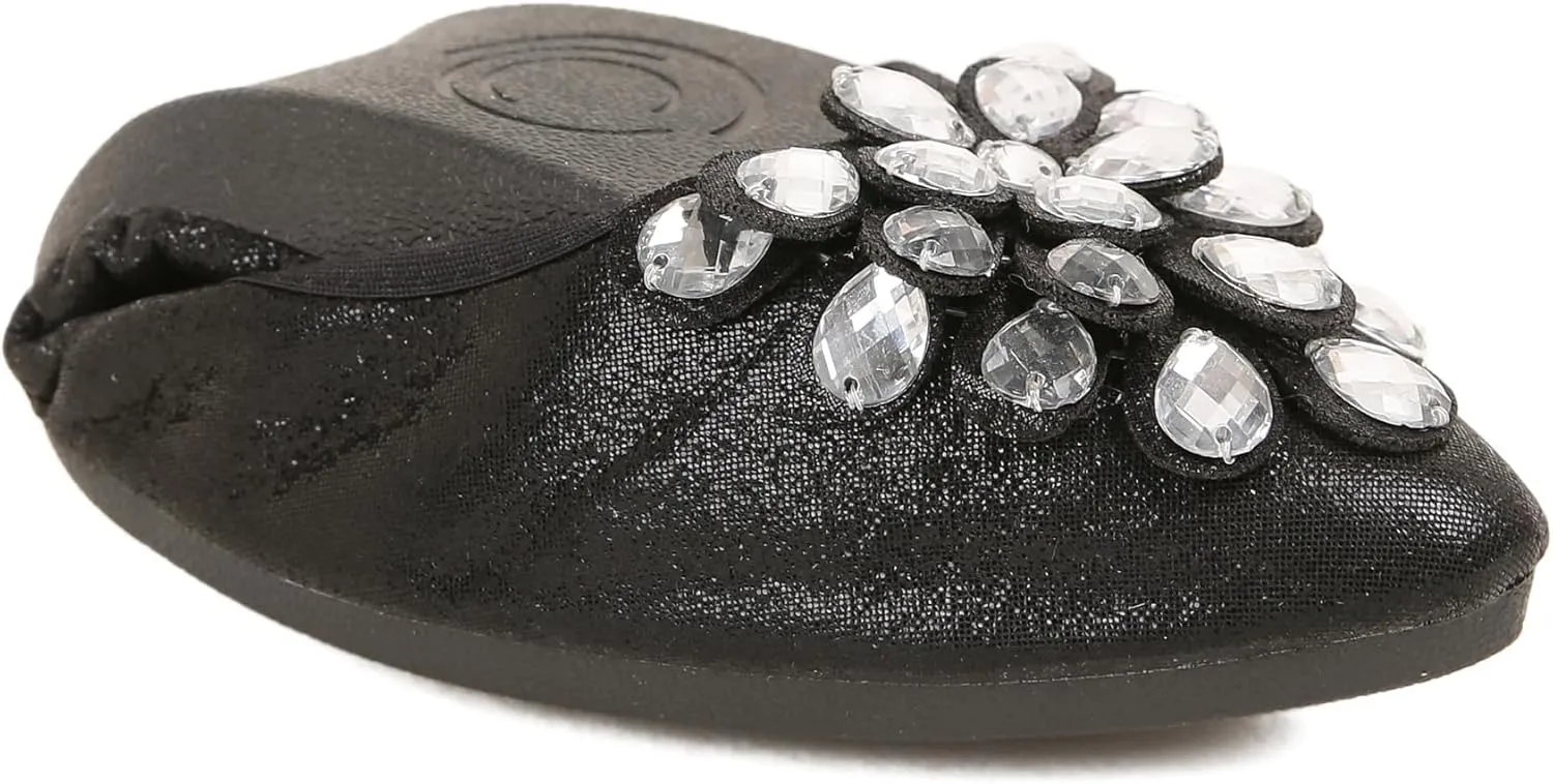 Flats Shoes for Women Rhinestone Wedding Ballerina Shoes Foldable Sparkly Comfort Slip on Flat Dressy Flats