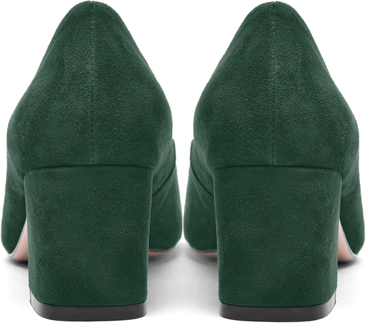 FOGEENA Womens Casual Round Toe Comfortable Slip On Suede Leather Chunky Low Heel Pumps Dressy Shoes 2.2 Inch