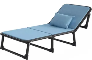 Foldable Camping Cot 6 Positions Adjustable Camping Cots 4 360° Universal Wheels Lounge Chair Camping Cots for Adults