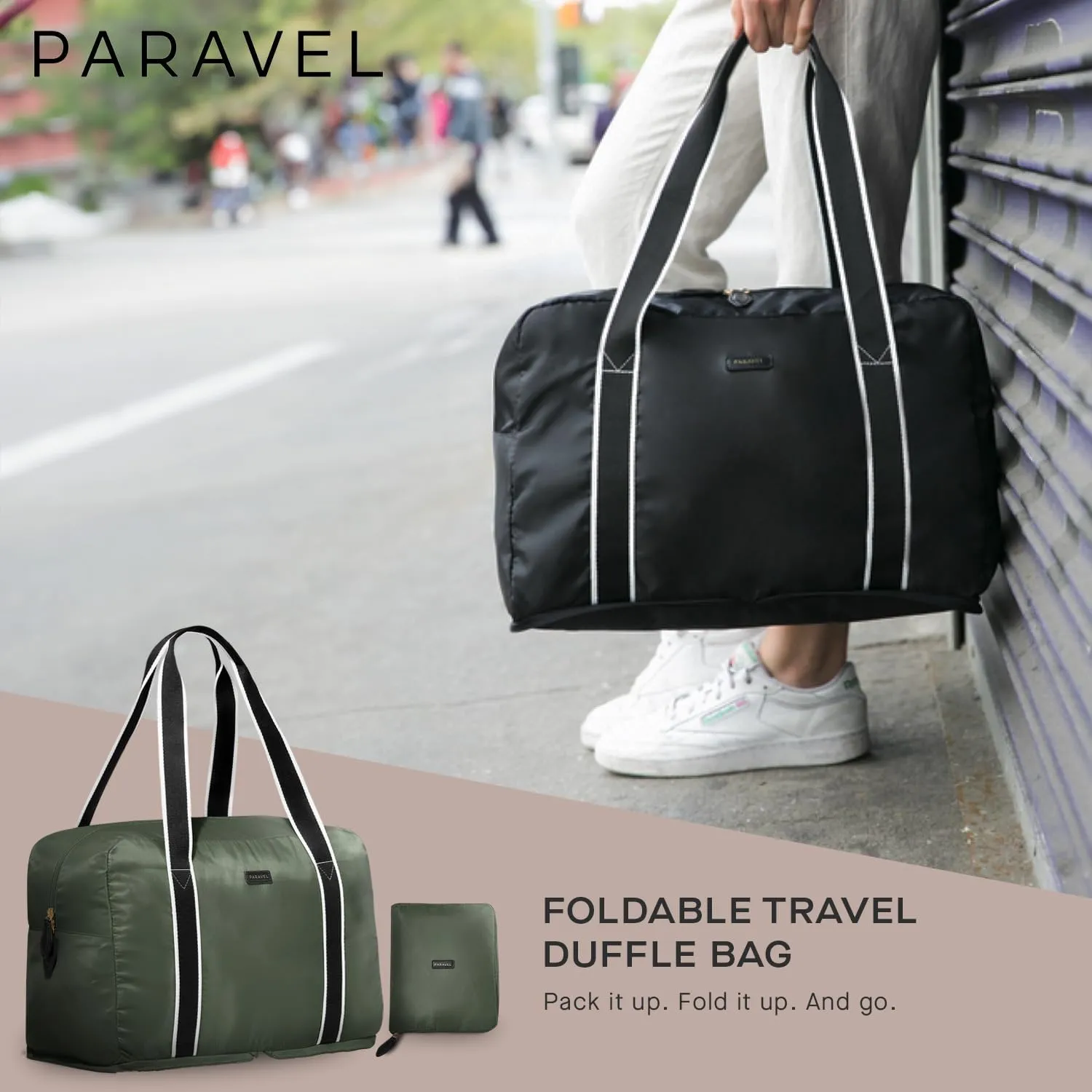 Foldable Duffle Bag for Travel | Lightweight, Water-Resistant, Multifunctional Carry On Bag | Sustainable and Durable Nylon