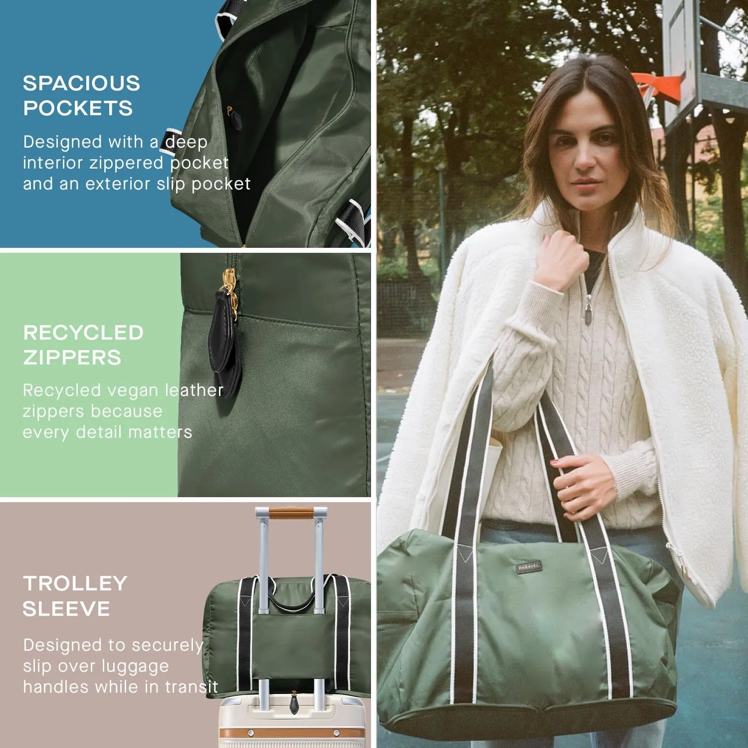 Foldable Duffle Bag for Travel | Lightweight, Water-Resistant, Multifunctional Carry On Bag | Sustainable and Durable Nylon