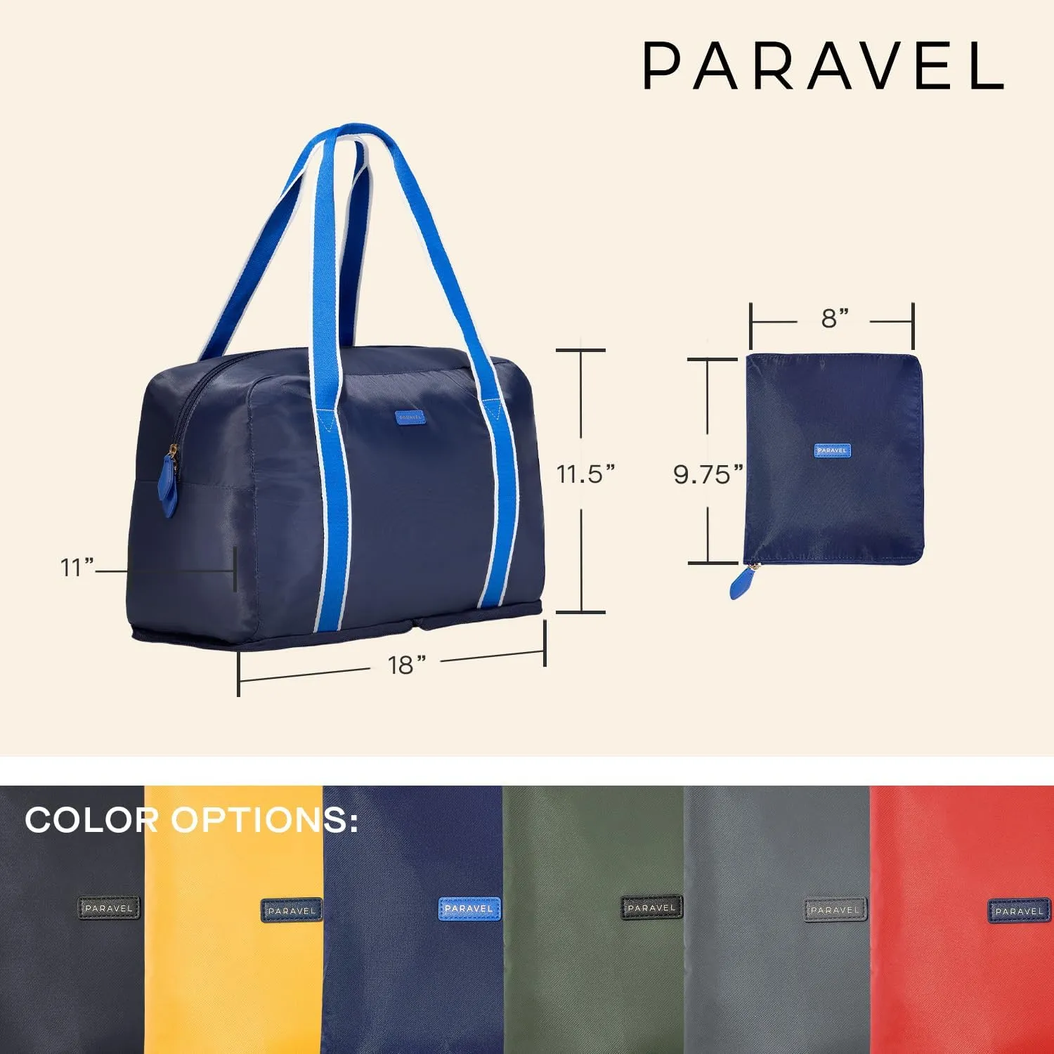 Foldable Duffle Bag for Travel | Lightweight, Water-Resistant, Multifunctional Carry On Bag | Sustainable and Durable Nylon