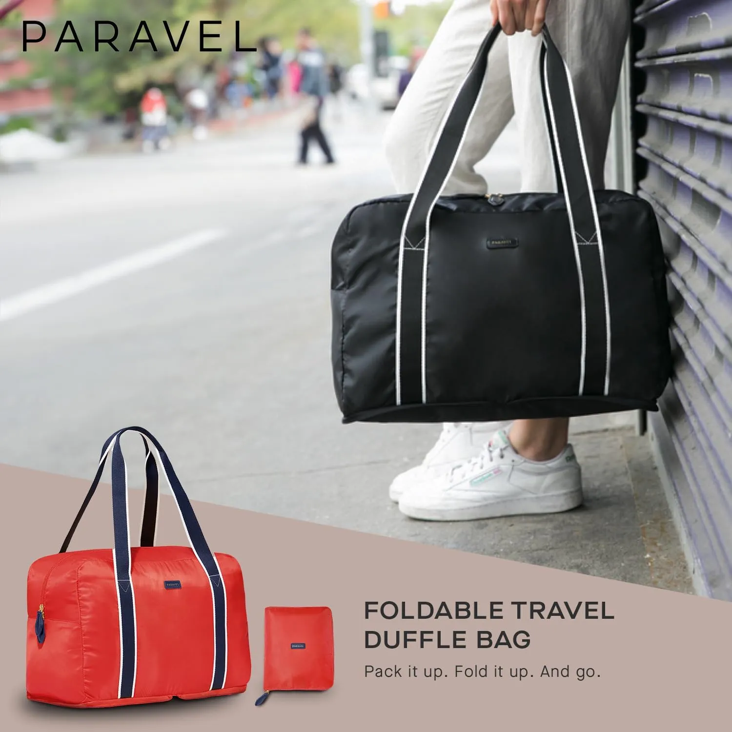 Foldable Duffle Bag for Travel | Lightweight, Water-Resistant, Multifunctional Carry On Bag | Sustainable and Durable Nylon