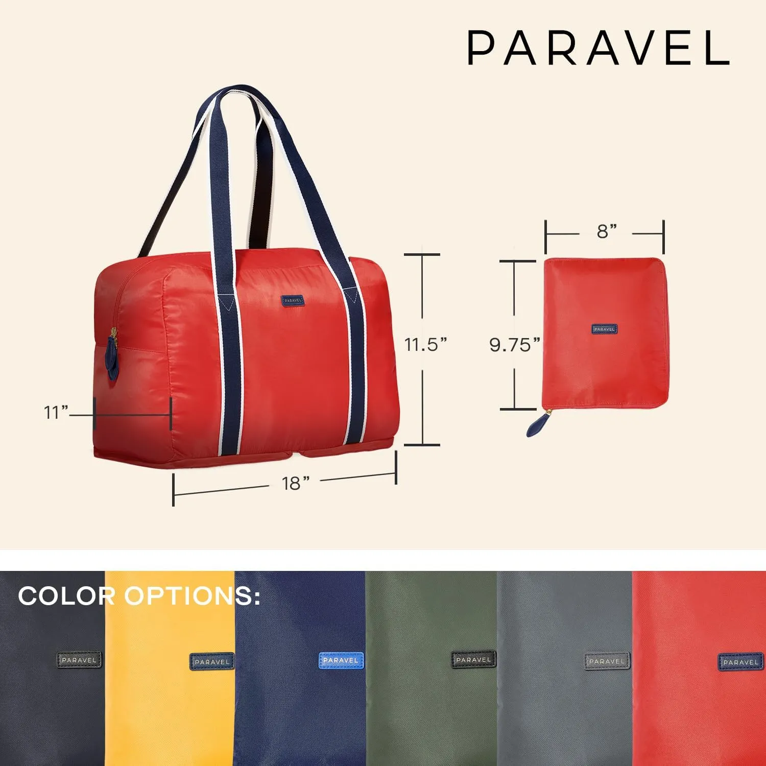 Foldable Duffle Bag for Travel | Lightweight, Water-Resistant, Multifunctional Carry On Bag | Sustainable and Durable Nylon