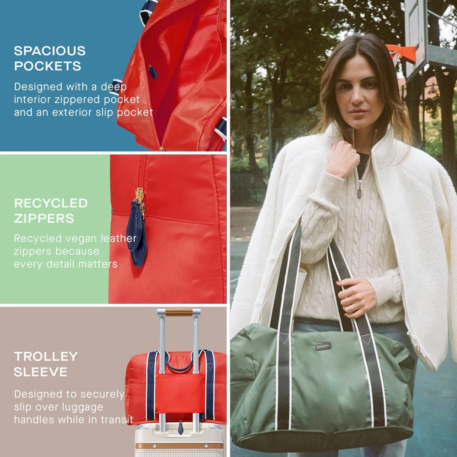 Foldable Duffle Bag for Travel | Lightweight, Water-Resistant, Multifunctional Carry On Bag | Sustainable and Durable Nylon