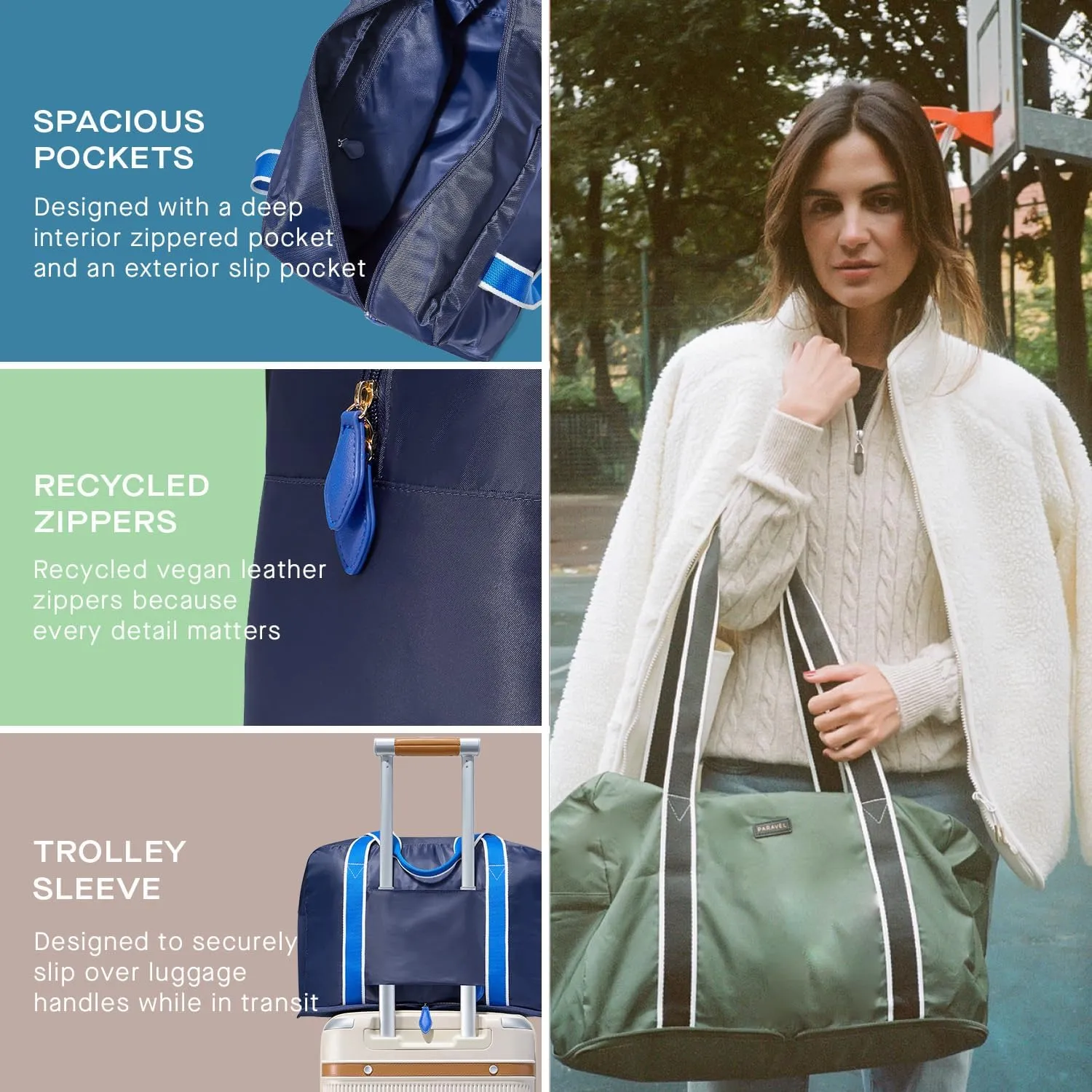 Foldable Duffle Bag for Travel | Lightweight, Water-Resistant, Multifunctional Carry On Bag | Sustainable and Durable Nylon