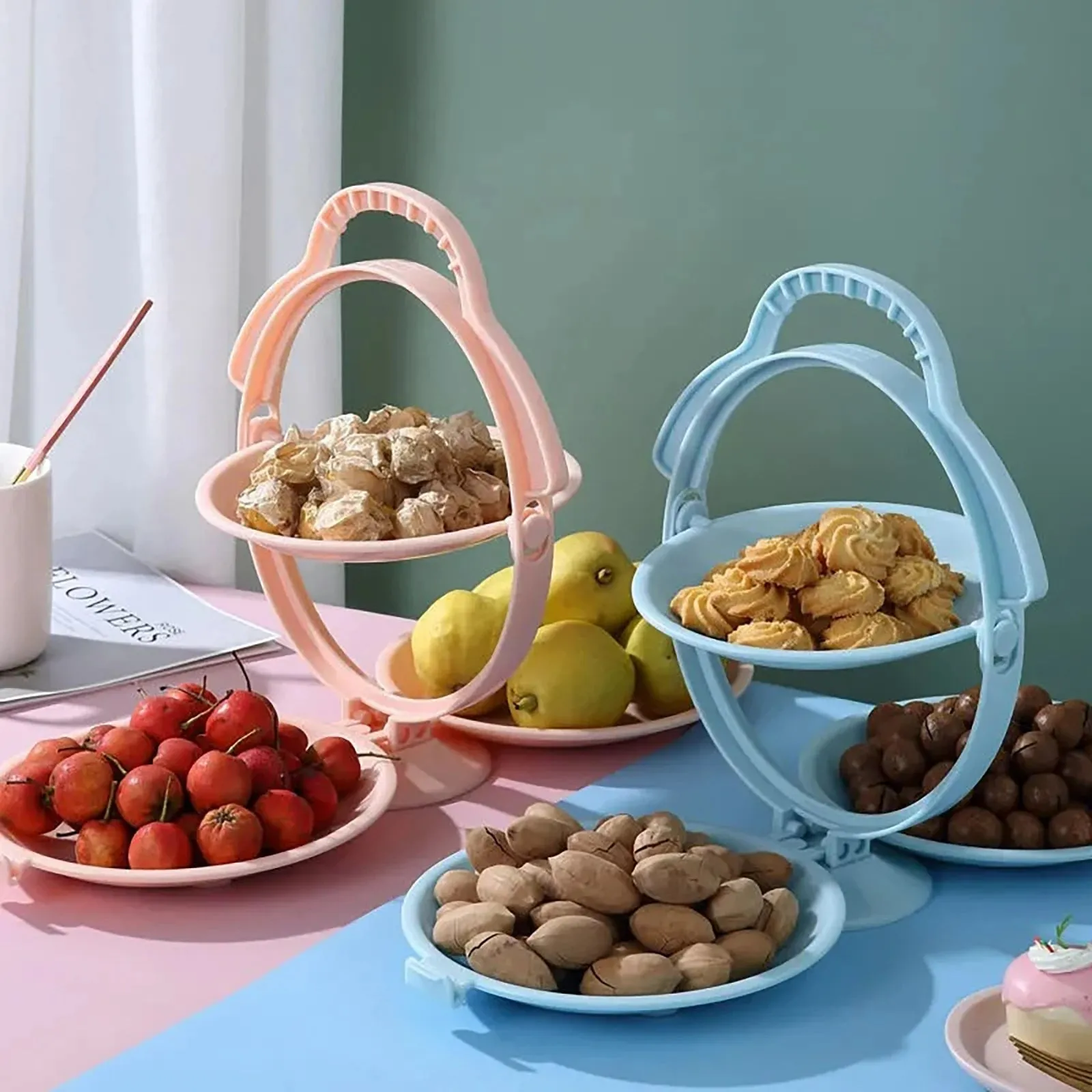 Foldable Fruit Plate - Creative Fruit Tray Dessert Display Rack Folding