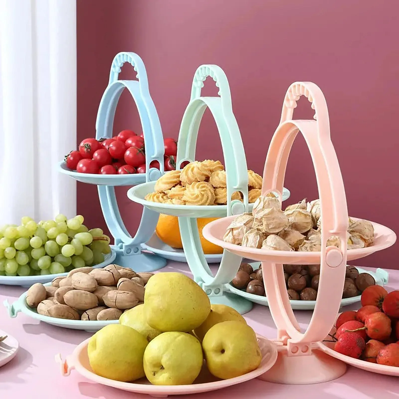 Foldable Fruit Plate - Creative Fruit Tray Dessert Display Rack Folding