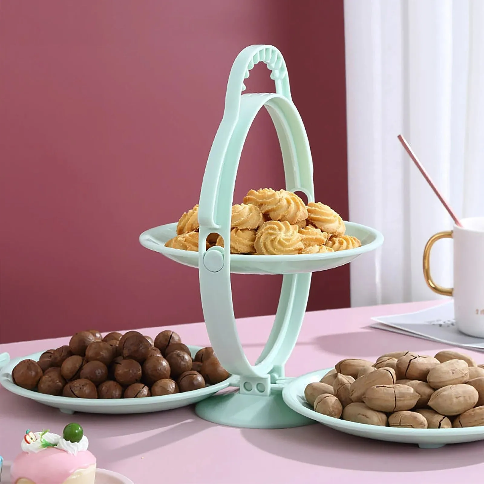Foldable Fruit Plate - Creative Fruit Tray Dessert Display Rack Folding