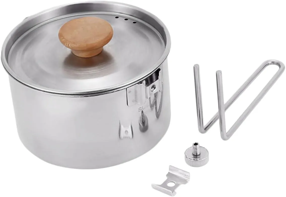 Foldable Pot Set Camping Pot 304 Stainless Steel Kettle for Hiking Bbq