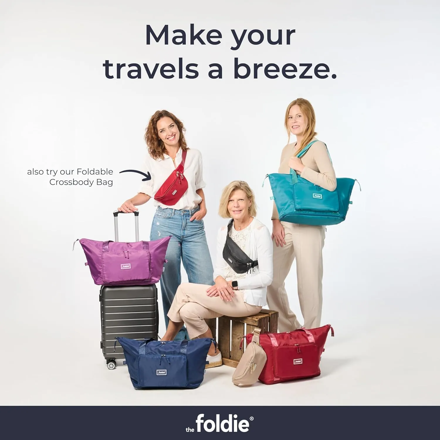 Foldable Travel Tote Bag for Women - 40L Weekender Bag with Multiple Pockets - Carry On Personal Item Travel Bag