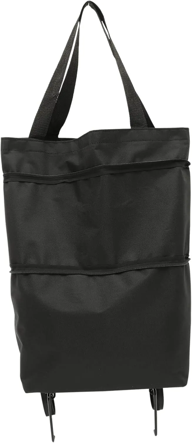 Foldable Trolley Bag Wheels Collapsible Grocery Bag Large Capacity on Wheels for Women