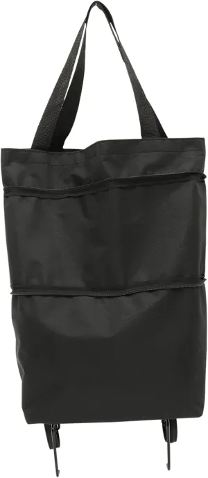 Foldable Trolley Bag Wheels Collapsible Grocery Bag Large Capacity on Wheels for Women