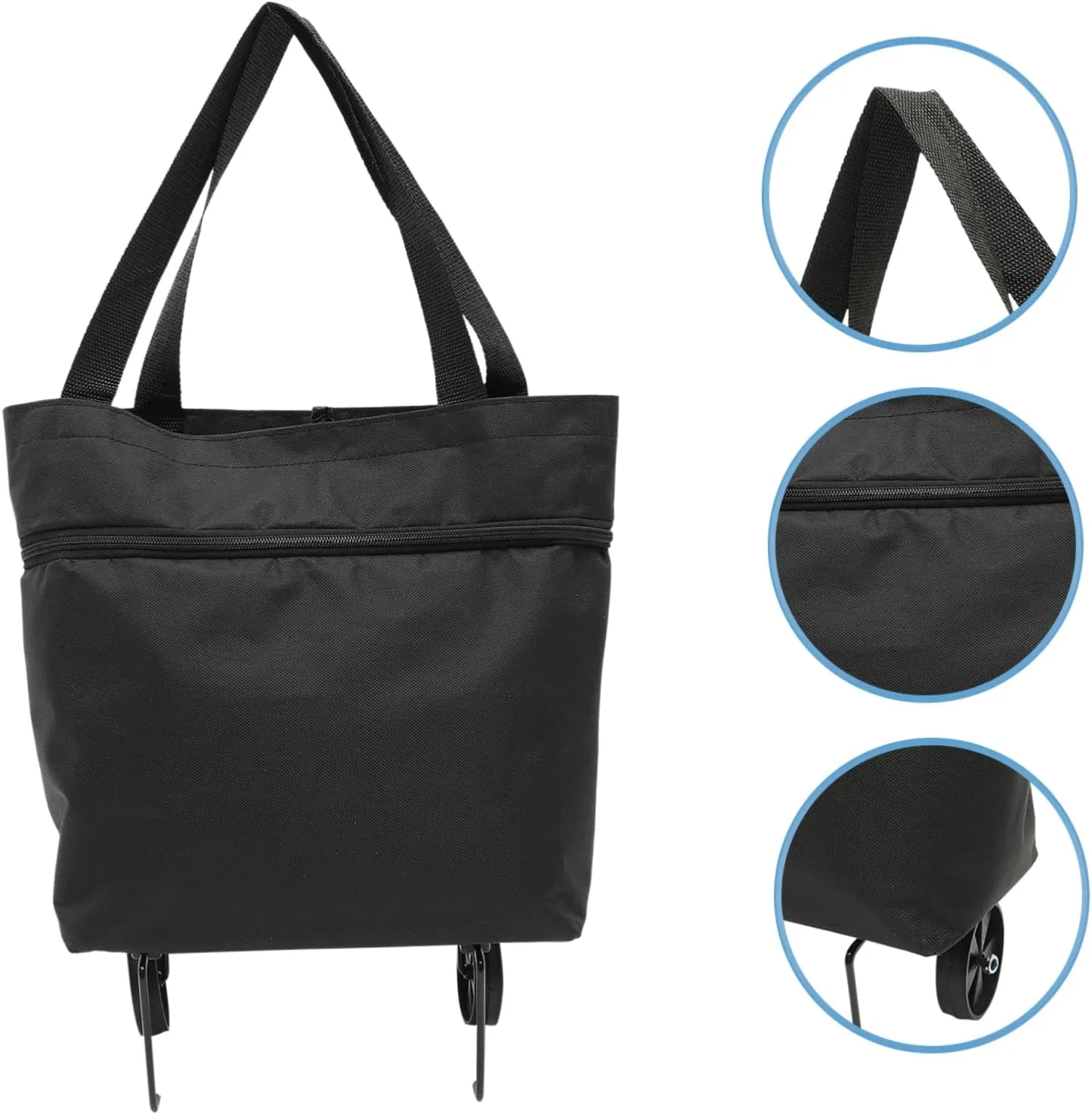 Foldable Trolley Bag Wheels Collapsible Grocery Bag Large Capacity on Wheels for Women