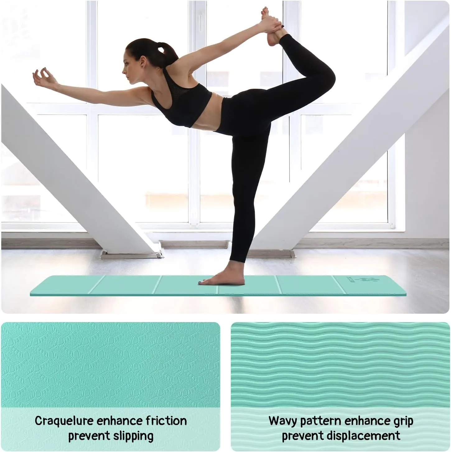 Foldable Yoga Mat for Travel -72''x24'' Portable 6mm/8mm Thick Fitness&Exercise Mat with Storage Bag, Non-Slip TPE Folding Workout Mat for Yoga, Pilates, Stretching, Home Fitness