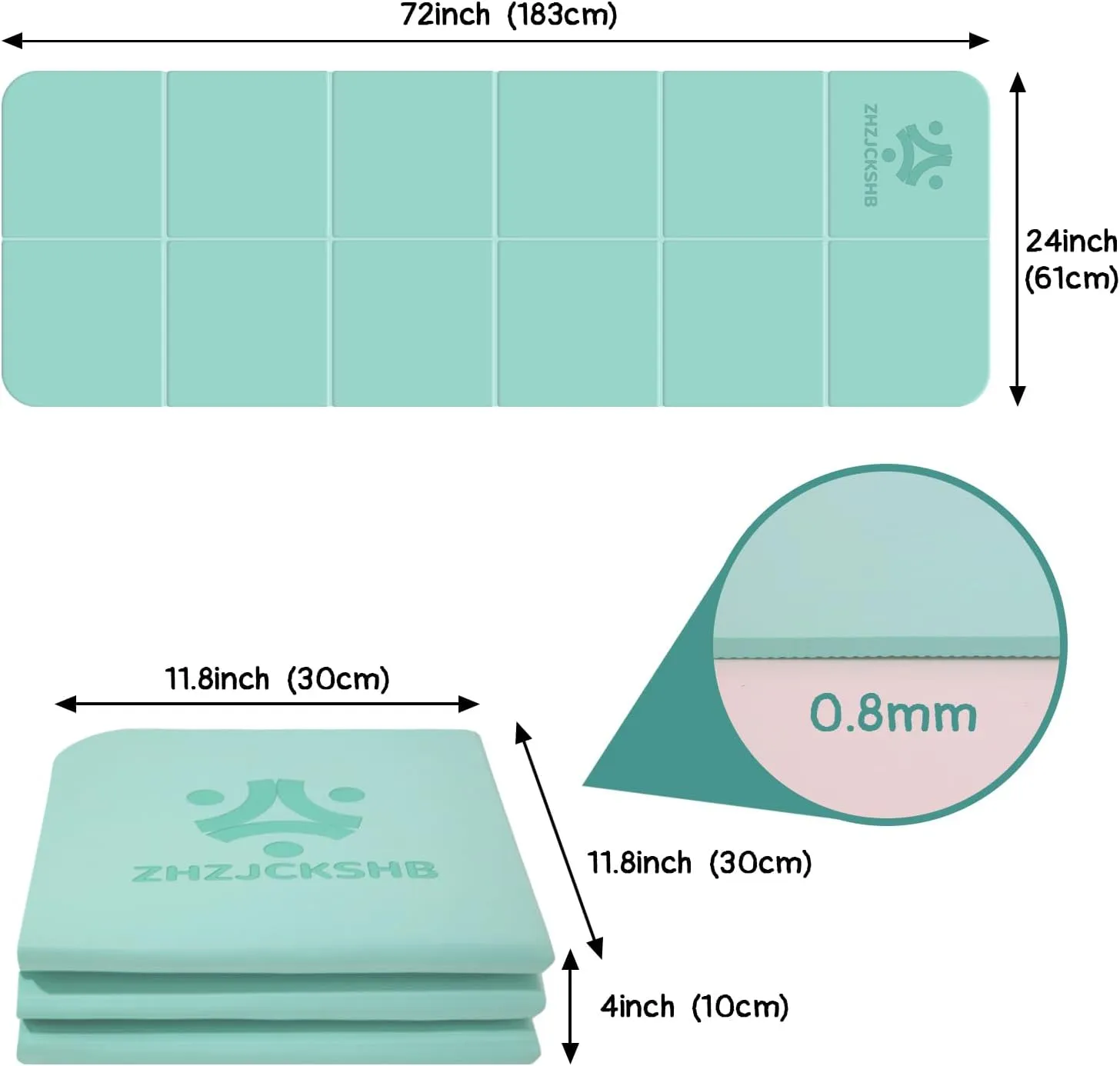 Foldable Yoga Mat for Travel -72''x24'' Portable 6mm/8mm Thick Fitness&Exercise Mat with Storage Bag, Non-Slip TPE Folding Workout Mat for Yoga, Pilates, Stretching, Home Fitness