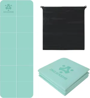 Foldable Yoga Mat for Travel -72''x24'' Portable 6mm/8mm Thick Fitness&Exercise Mat with Storage Bag, Non-Slip TPE Folding Workout Mat for Yoga, Pilates, Stretching, Home Fitness